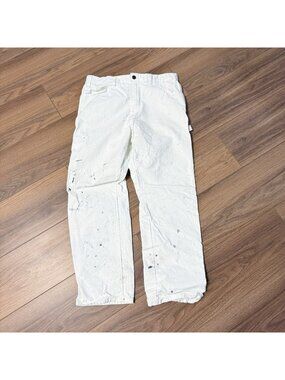 Dickies Pants Mens 36x30 White Carpenter Painter Workwear Splatter Distressed